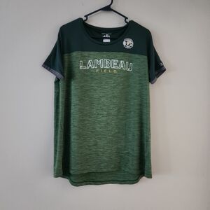Lambeau Field Green Scoop Neck Women's Plus 2XL Short Sleeve Top T shirt